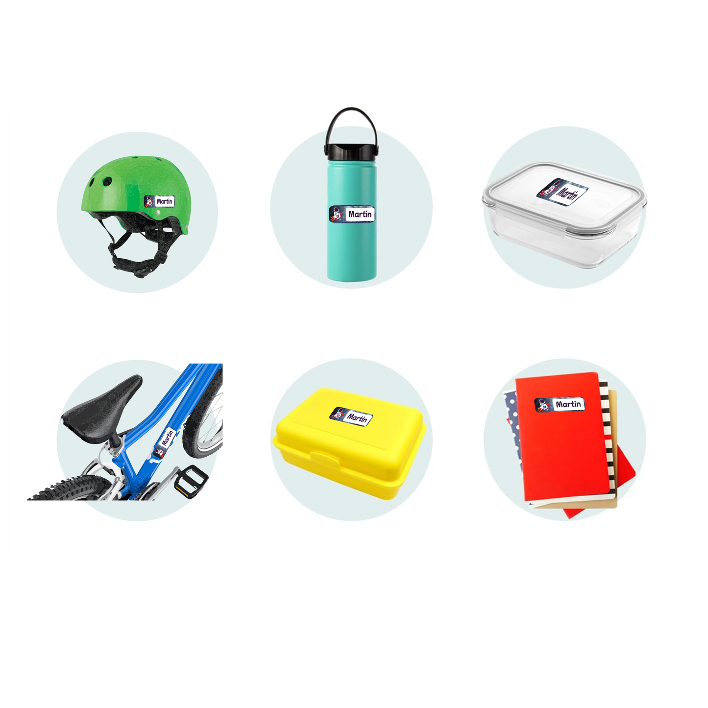 98X  Custom Waterproof Name Stickers Tags, Water Bottles, Lunch Boxes and School Supplies