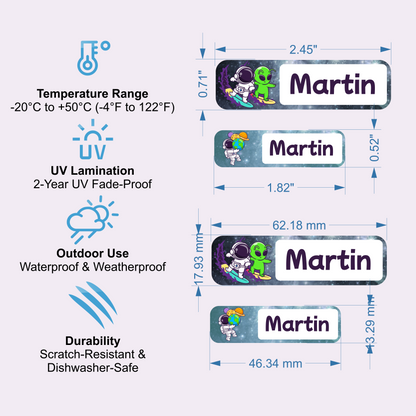 98X  Custom Waterproof Name Stickers Tags, Water Bottles, Lunch Boxes and School Supplies