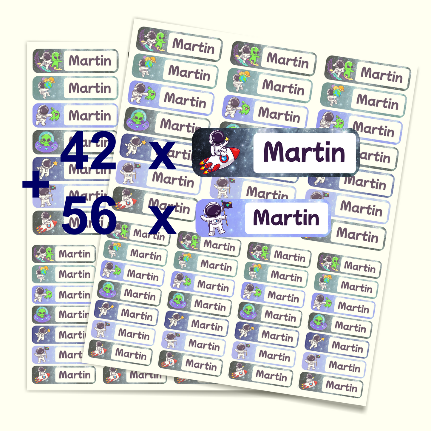 98X  Custom Waterproof Name Stickers Tags, Water Bottles, Lunch Boxes and School Supplies